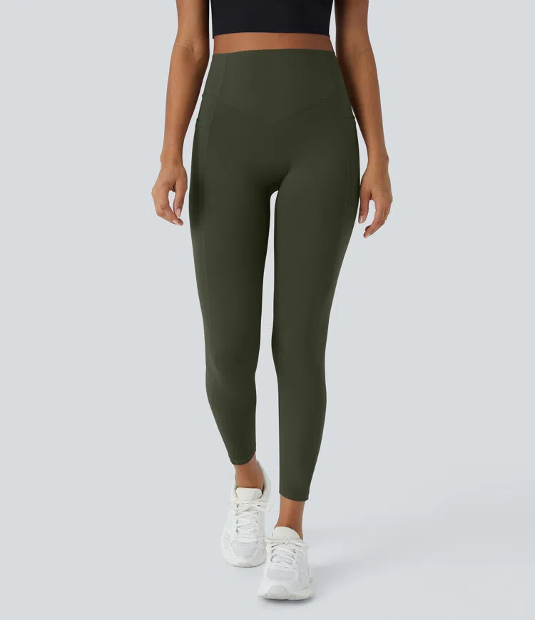 Deep Woodland Green Legging d'entraînement gainant galbant taille haute avec effet scrunch et poches Halara UltraSculpt™ / 2