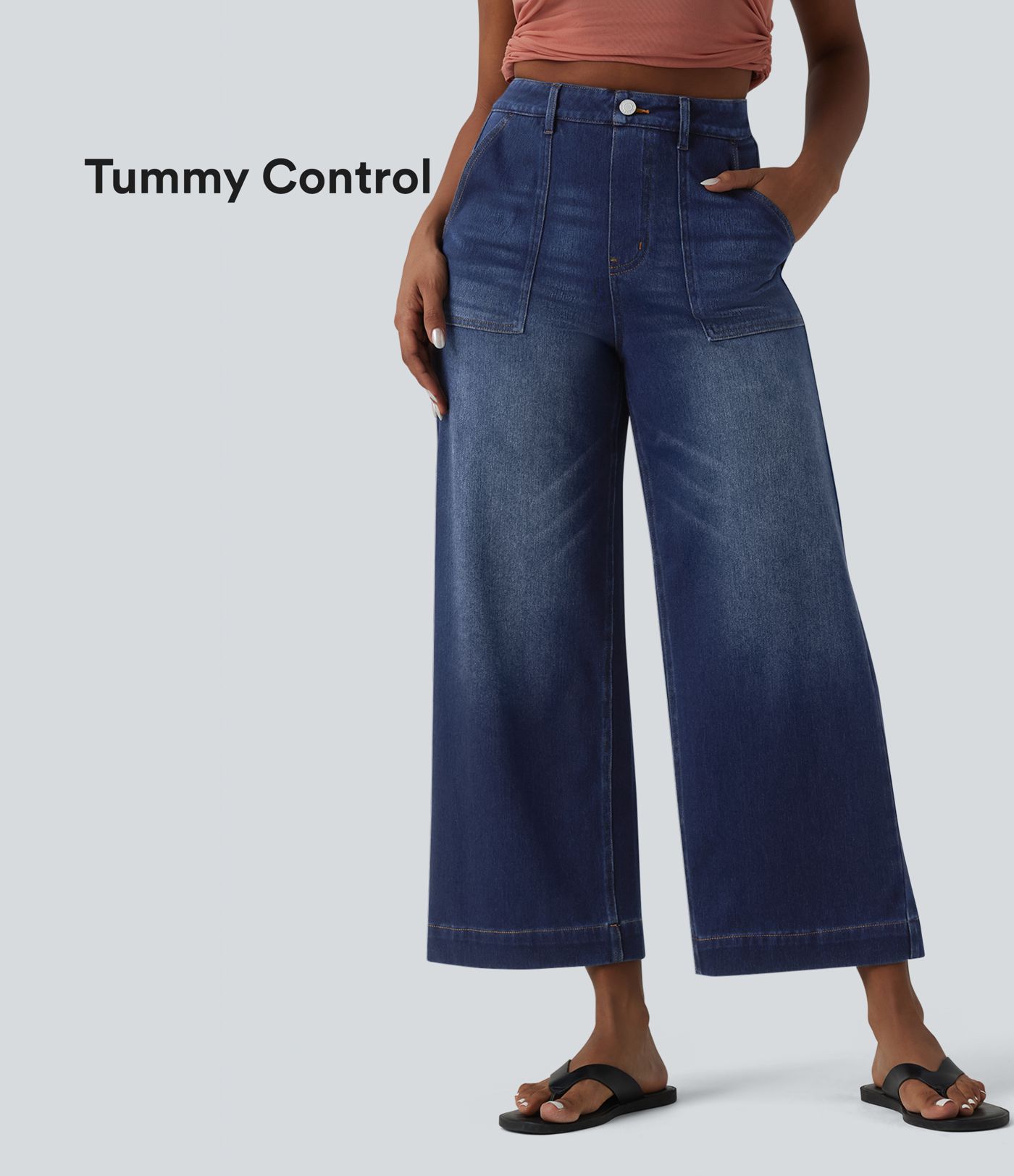 Halara Flex™ High Waisted Tummy Control Casual Baggy Jeans with Pockets