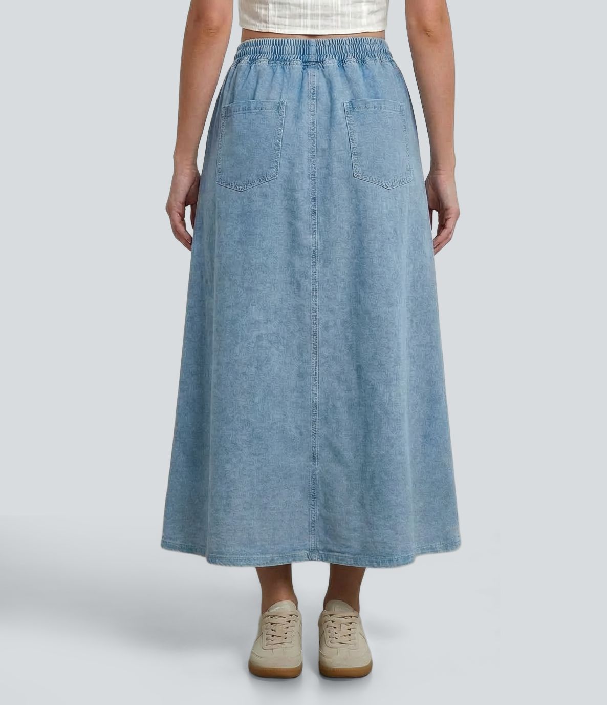 Halara Flex™ Mid Rise Maxi Denim Casual Skirt with Pockets