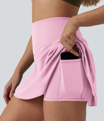 Softlyzero™ Airy High Waisted Tummy Control 2-in-1 Cool Touch Mini Tennis Skirt with Pockets-UPF50+