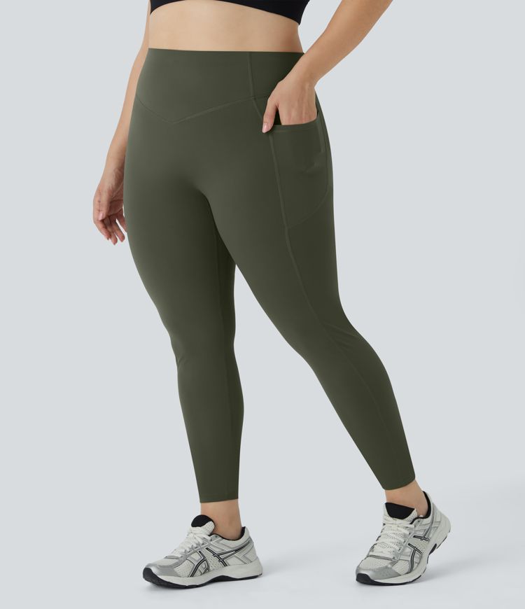 Halara UltraSculpt™ SoCinched Leggings Taille Haute Sculptantes Fessiers Gainantes Contrôle du Ventre avec Poches Taille Plus
