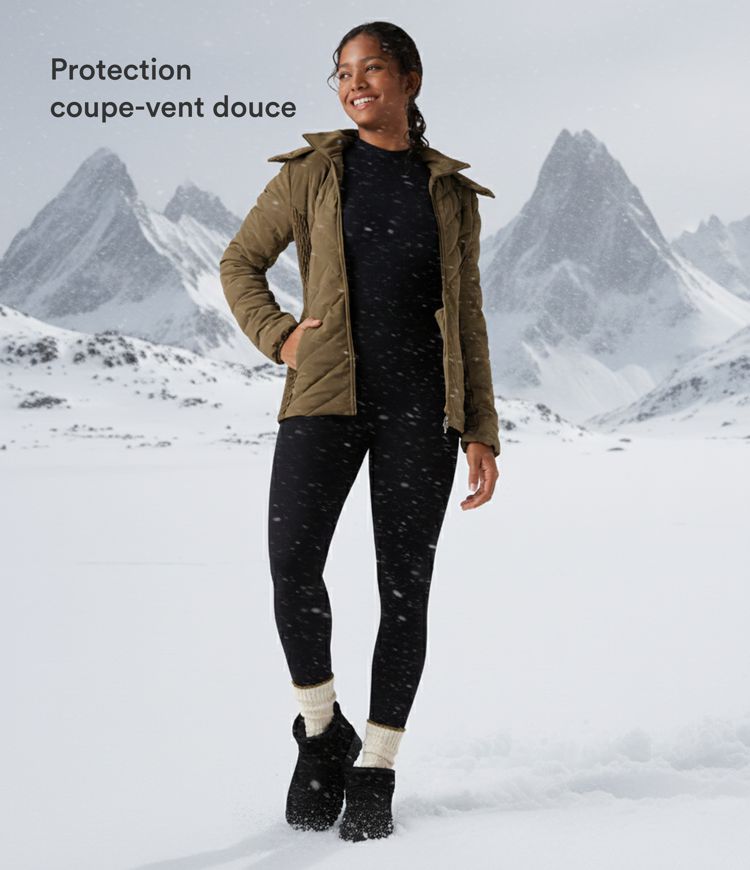 Doudoune froncée capuche amovible avec poches