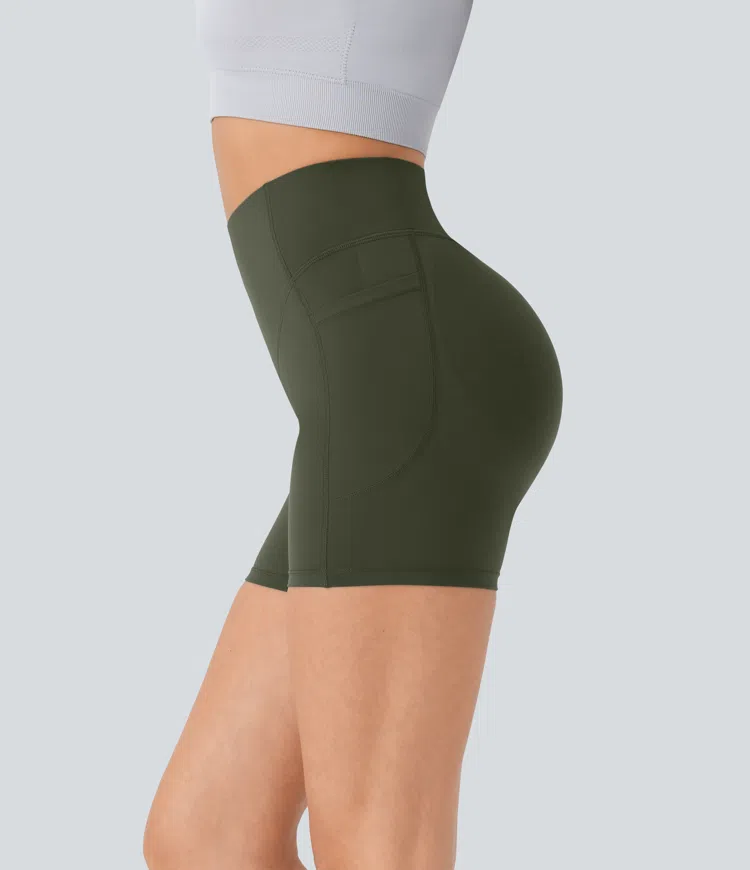 Halara UltraSculpt™ High Waisted Scrunch Butt Lifting Tummy Control Pocket Shaping Workout Biker Shorts 5''