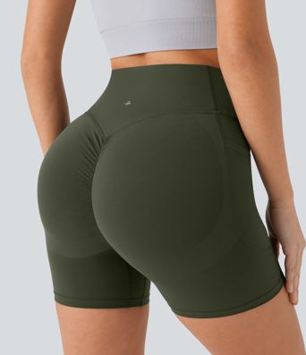 Halara UltraSculpt™ SoCinched High Waist Scrunch Gesäß Lifting Bauchkontrolle Seitentasche Shaping Workout Radlerhose 5''