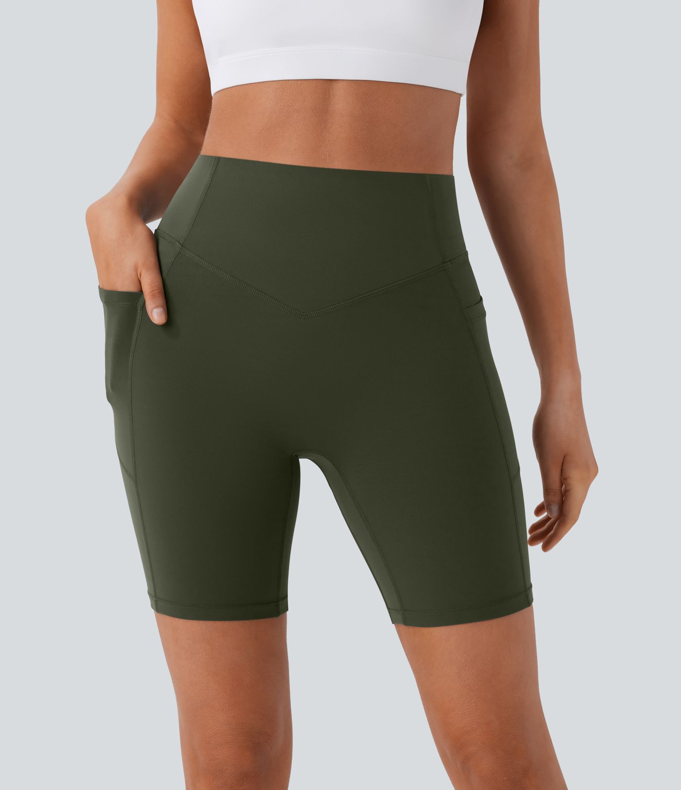 Halara UltraSculpt™ High Waisted Scrunch Butt Lifting Tummy Control Side Pocket Shaping Workout Biker Shorts 7''