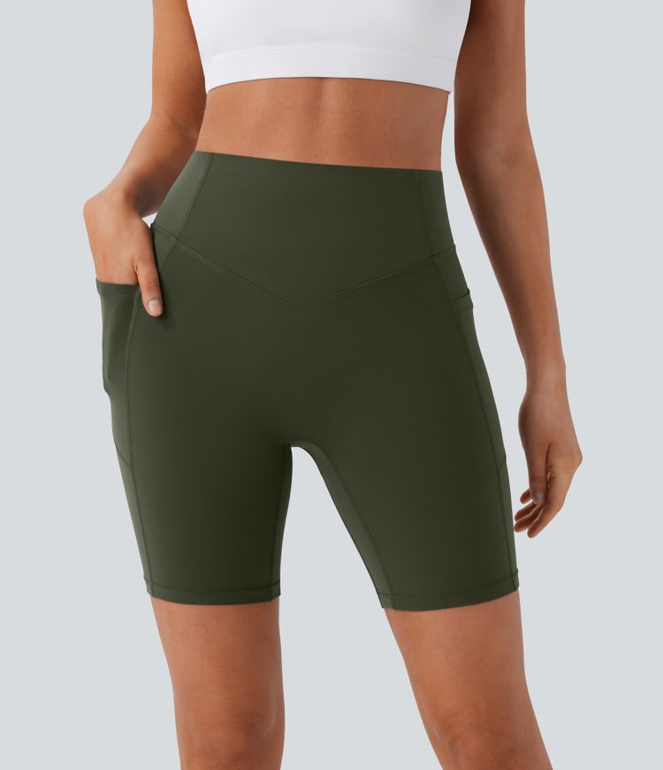 Halara UltraSculpt™ High Waisted Scrunch Butt Lifting Tummy Control Side Pocket Shaping Workout Biker Shorts 7''