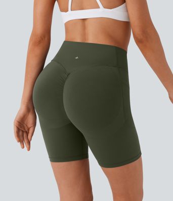 Halara UltraSculpt™ High Waisted Scrunch Butt Lifting Tummy Control Side Pocket Shaping Workout Biker Shorts 7''