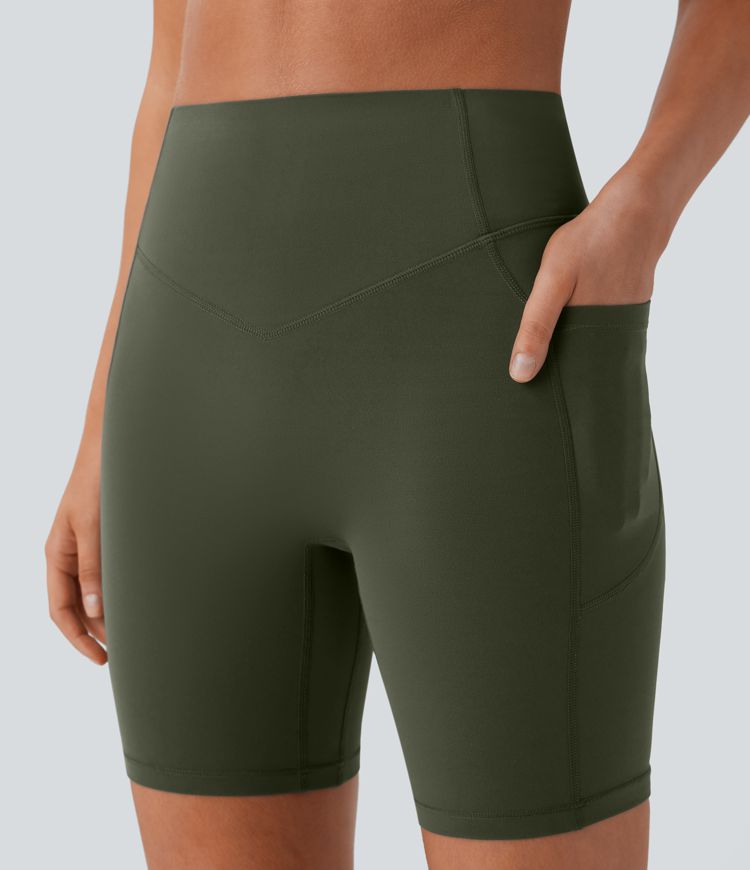 Halara UltraSculpt™ High Waisted Scrunch Butt Lifting Tummy Control Side Pocket Shaping Workout Biker Shorts 7''