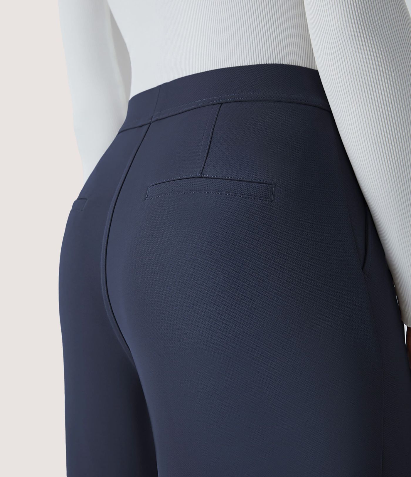 Halara Flex™ Pantalon Tailleur Droit à Taille Haute avec Pli Poches Latérales en Crêpe