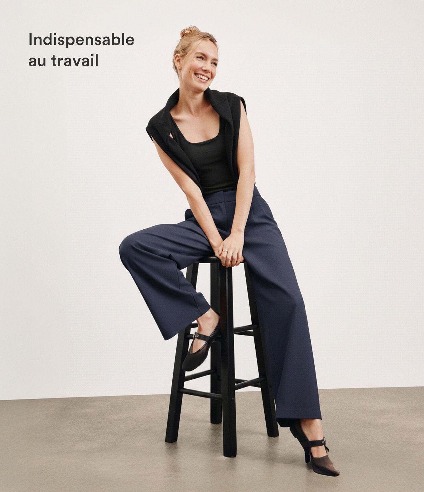 Halara Flex™ Pantalon Tailleur Droit à Taille Haute avec Pli Poches Latérales en Crêpe