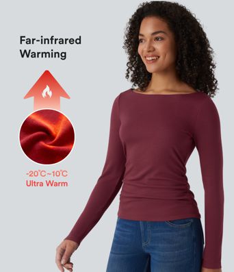 Halara HeatCore Boat Neck Long Sleeve Warming Work Shirt