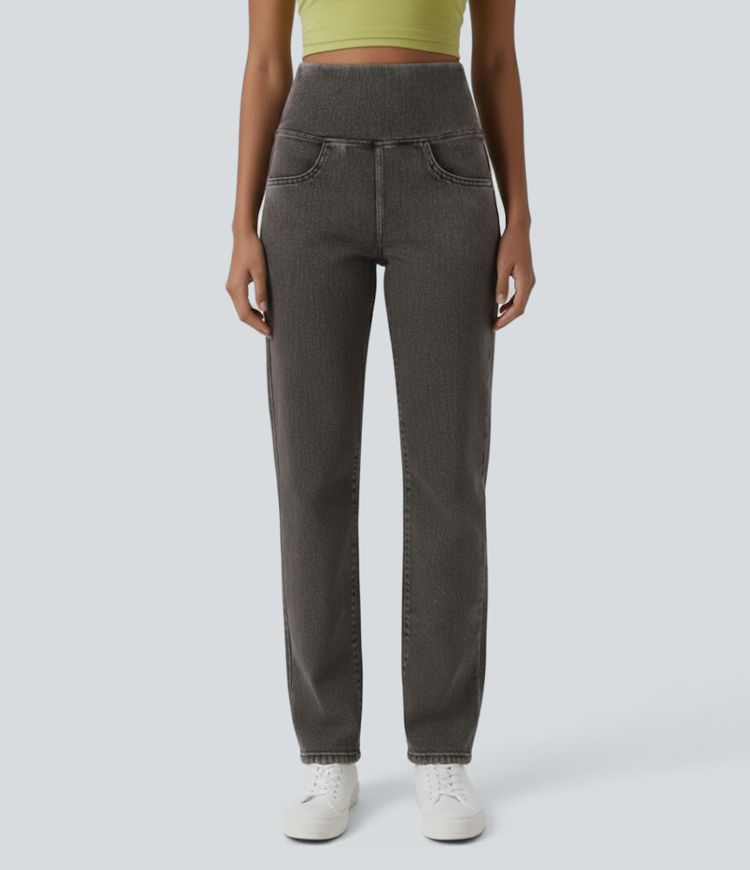 Halara Flex™ High Waisted Tummy Control Straight Leg Casual Jeans with Pockets