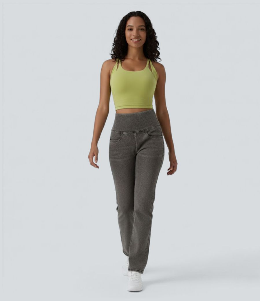 Halara Flex™ High Waisted Tummy Control Straight Leg Casual Jeans with Pockets