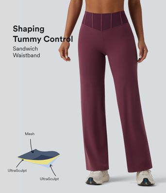Halara UltraSculpt™ High Waisted Tummy Control Contrast Mesh Yoga Straight Leg Pants