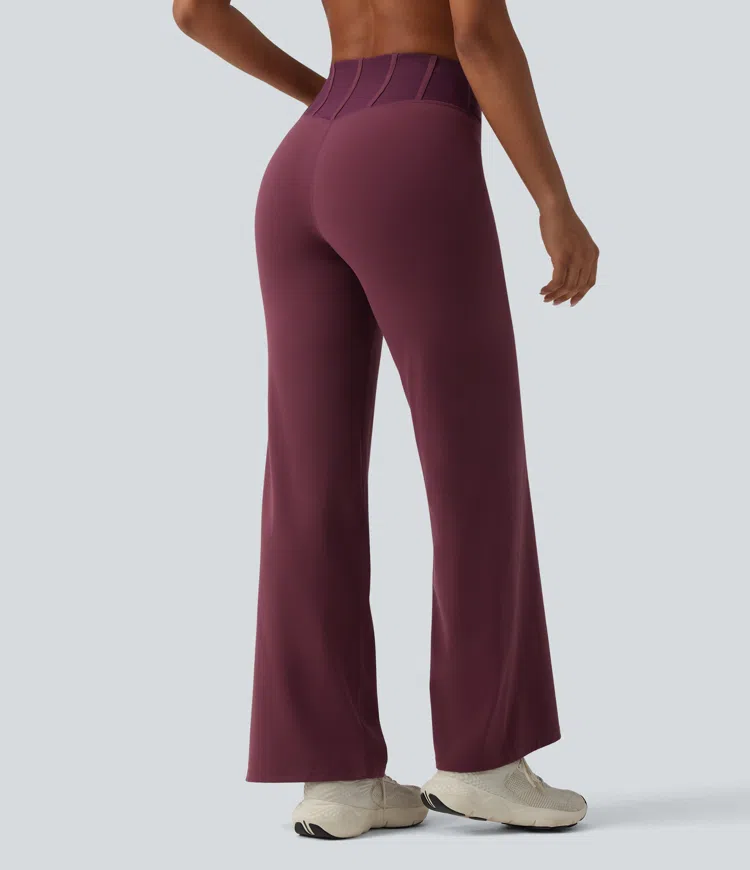 Evening Red Halara UltraSculpt™ High Waisted Tummy Control Contrast Mesh Yoga Straight Leg Pants / 2