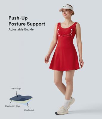 Halara UltraSculpt™ Vestido deportivo mini de tenis 2 en 1 con push-up y bolsillos — Edición Easy Peezy