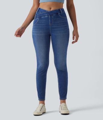 Halara Flex™ - Lässige Jeans mit hohem Crossover-Saum und Gesäßtaschen - slim Halara Flex™ - Lässige Jeans mit hohem Crossover-Saum und Gesäßtaschen - slim