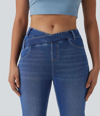 Halara Flex™ - Lässige Jeans mit hohem Crossover-Saum und Gesäßtaschen - slim Halara Flex™ - Lässige Jeans mit hohem Crossover-Saum und Gesäßtaschen - slim