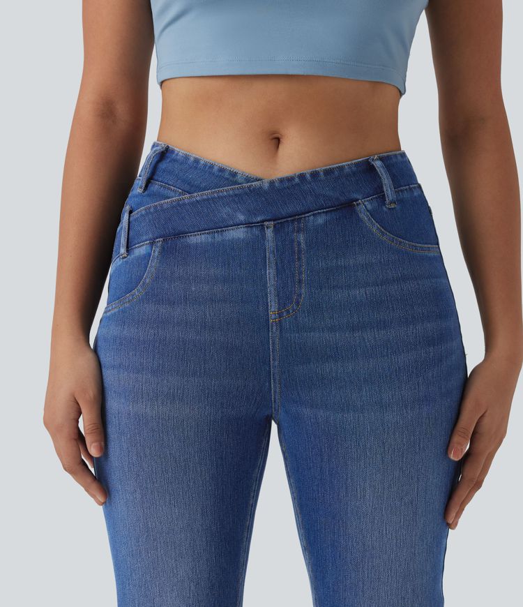 Halara Flex™ - Lässige Jeans mit hohem Crossover-Saum und Gesäßtaschen - slim Halara Flex™ - Lässige Jeans mit hohem Crossover-Saum und Gesäßtaschen - slim