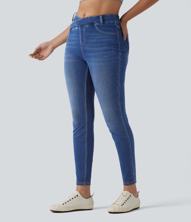 Halara Flex™ - Lässige Jeans mit hohem Crossover-Saum und Gesäßtaschen - slim Halara Flex™ - Lässige Jeans mit hohem Crossover-Saum und Gesäßtaschen - slim