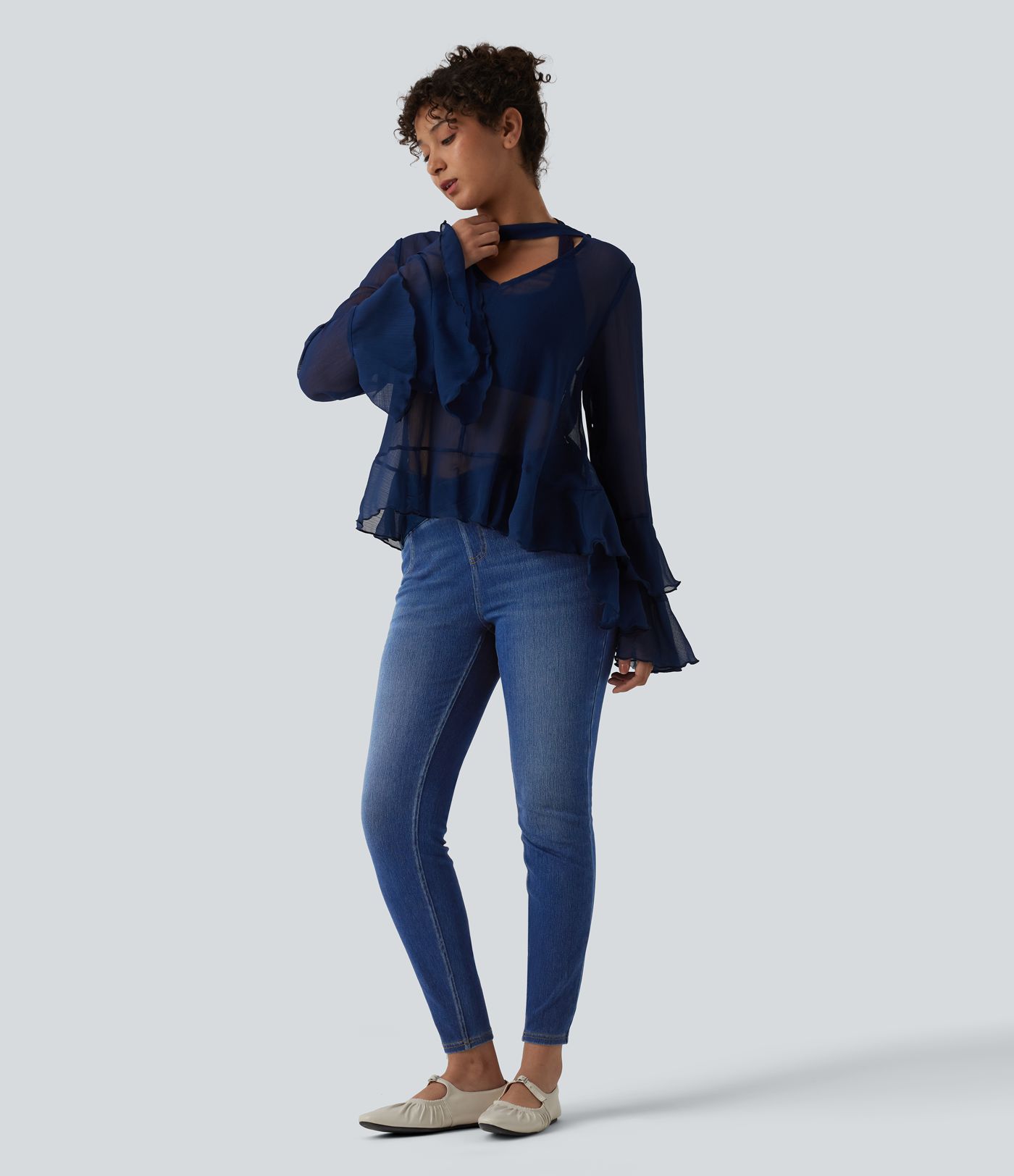 Halara Flex™ - Lässige Jeans mit hohem Crossover-Saum und Gesäßtaschen - slim Halara Flex™ - Lässige Jeans mit hohem Crossover-Saum und Gesäßtaschen - slim