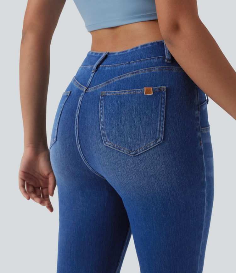 Halara Flex™ - Lässige Jeans mit hohem Crossover-Saum und Gesäßtaschen - slim Halara Flex™ - Lässige Jeans mit hohem Crossover-Saum und Gesäßtaschen - slim