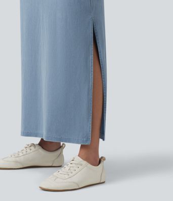 Halara Flex™ High Waisted Tummy Control Denim Maxi Casual Skirt