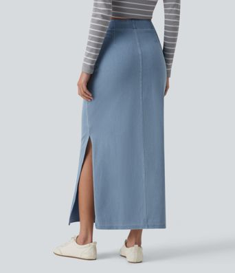 Halara Flex™ High Waisted Tummy Control Denim Maxi Casual Skirt