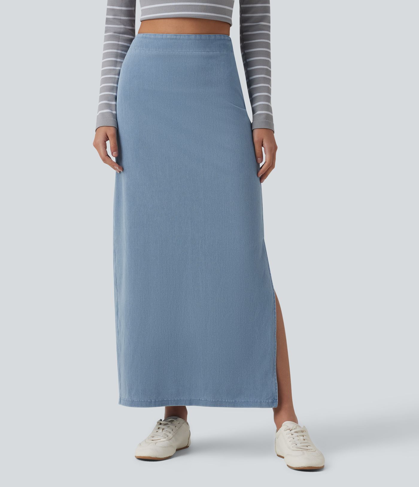 Halara Flex™ High Waisted Tummy Control Denim Maxi Casual Skirt Halara Flex™ High Waisted Tummy Control Denim Maxi Casual Skirt