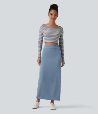 Halara Flex™ High Waisted Tummy Control Denim Maxi Casual Skirt