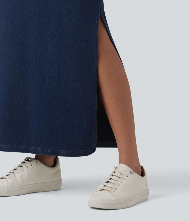 Halara Flex™ High Waisted Tummy Control Denim Maxi Casual Skirt