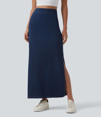 Halara Flex™ High Waisted Tummy Control Denim Maxi Casual Skirt