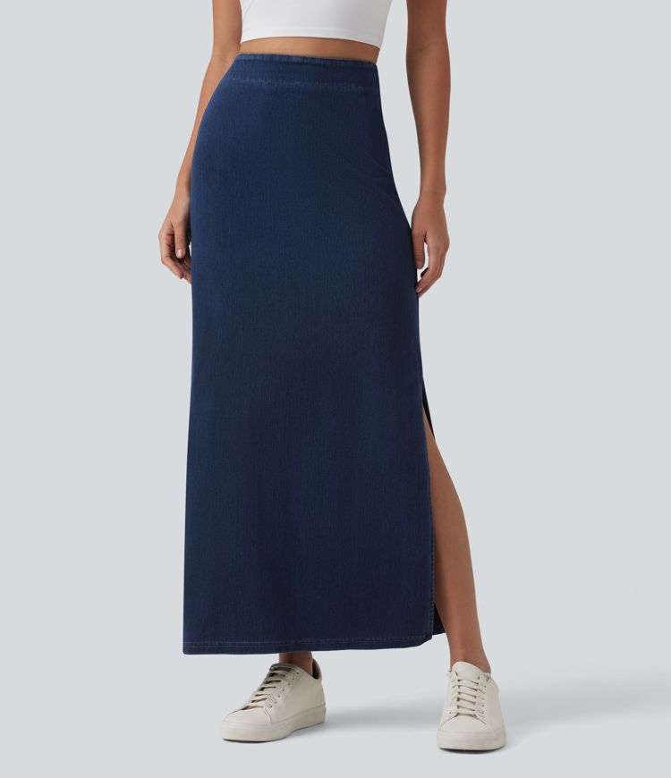 Halara Flex™ High Waisted Tummy Control Denim Maxi Casual Skirt