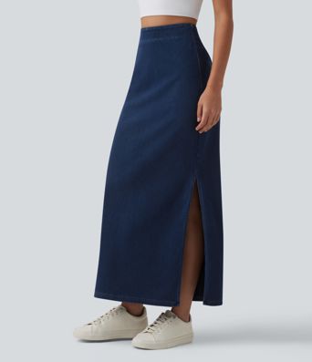 Halara Flex™ High Waisted Tummy Control Denim Maxi Casual Skirt