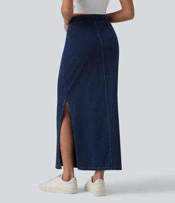 Halara Flex™ High Waisted Tummy Control Denim Maxi Casual Skirt