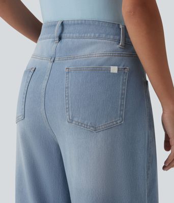 Halara Flex™ Low Rise Zipper Pockets Barrel Leg Casual Jeans