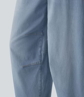 Halara Flex™ Low Rise Zipper Pockets Barrel Leg Casual Jeans