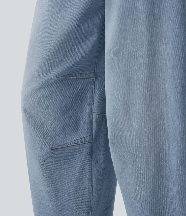 Halara Flex™ Low Rise Zipper Pockets Barrel Leg Casual Jeans