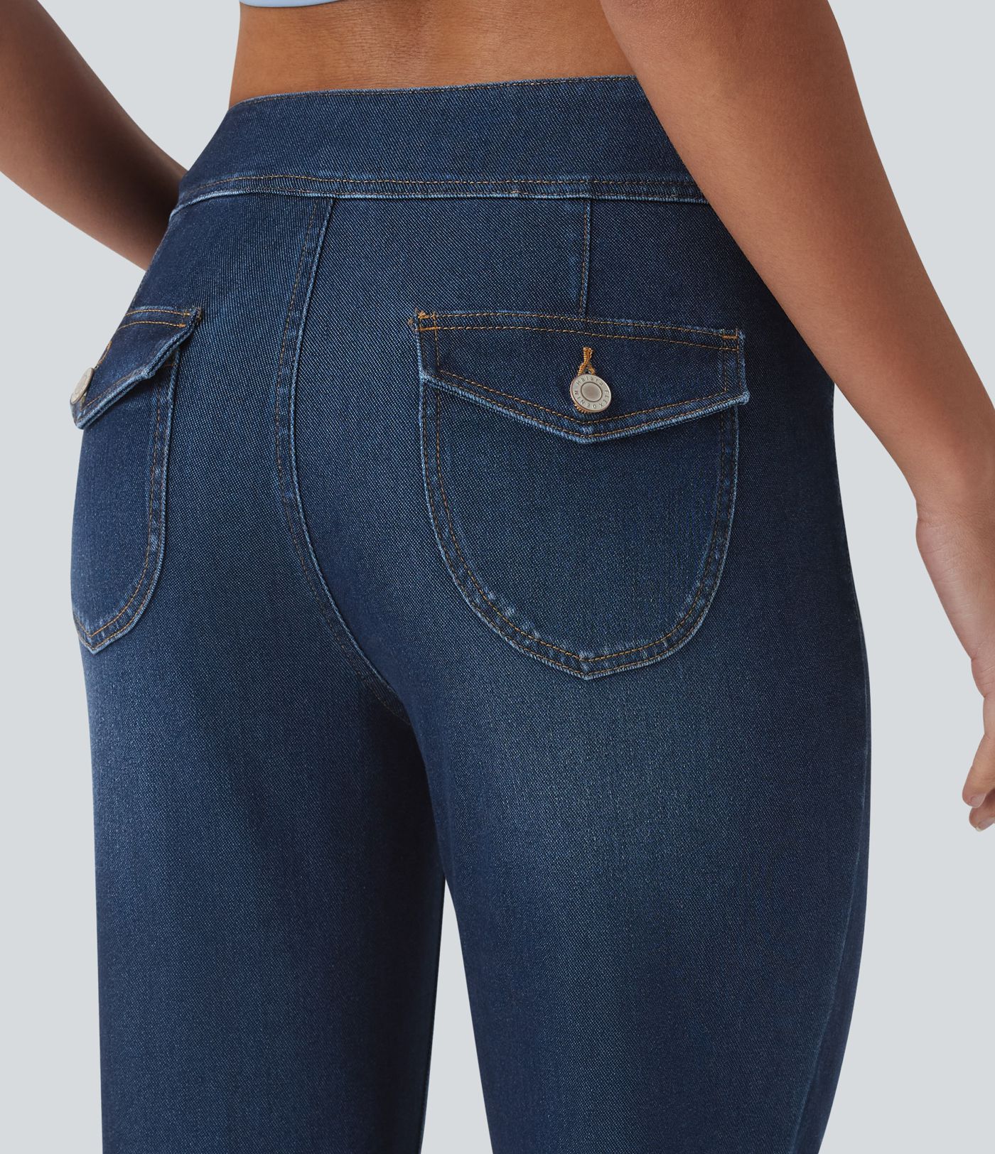 Halara Flex™ Low Rise Draped Lyocell Washed Casual Flare Jeans with Pockets