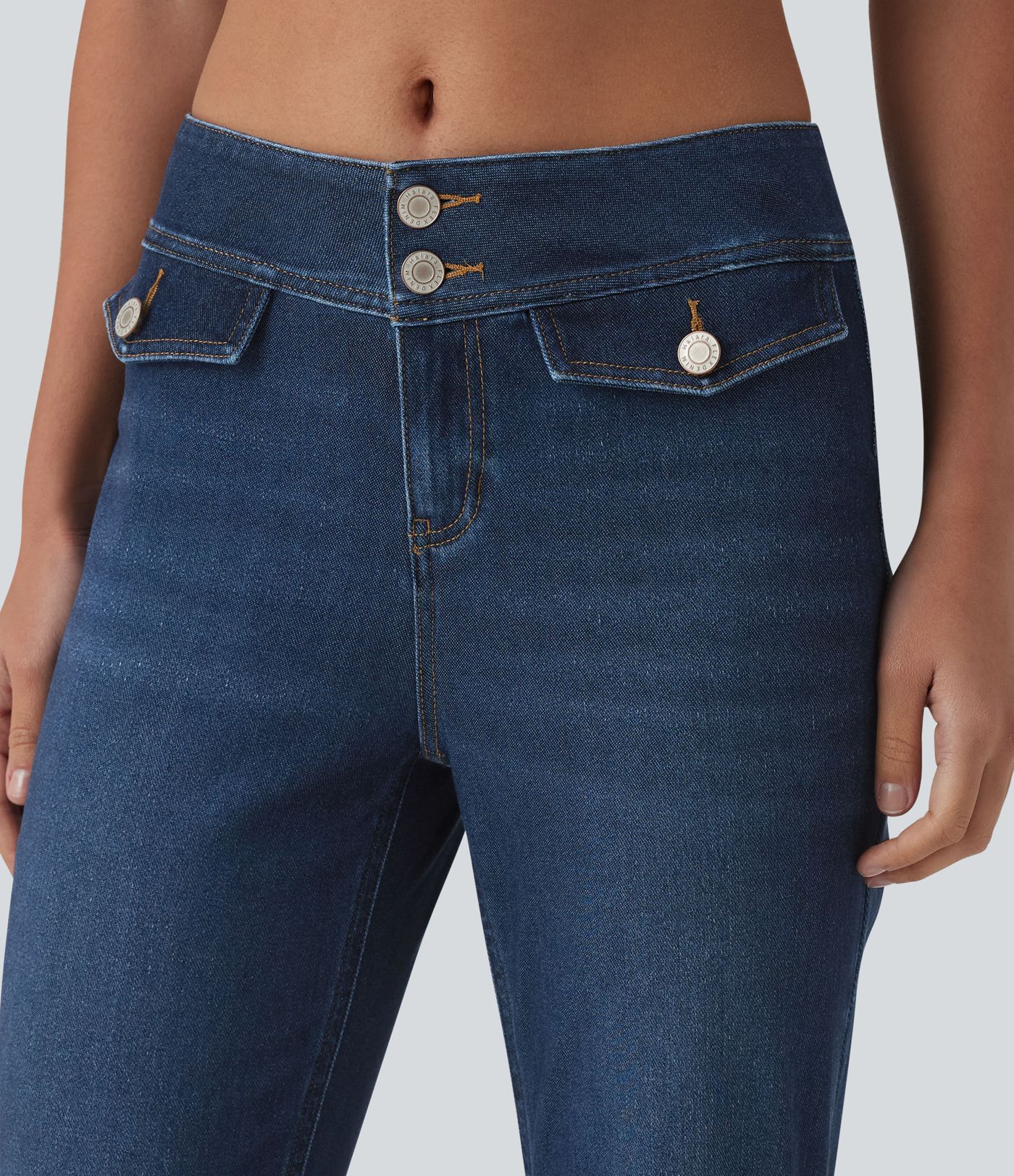 Halara Flex™ Low Rise Draped Lyocell Washed Casual Flare Jeans with Pockets