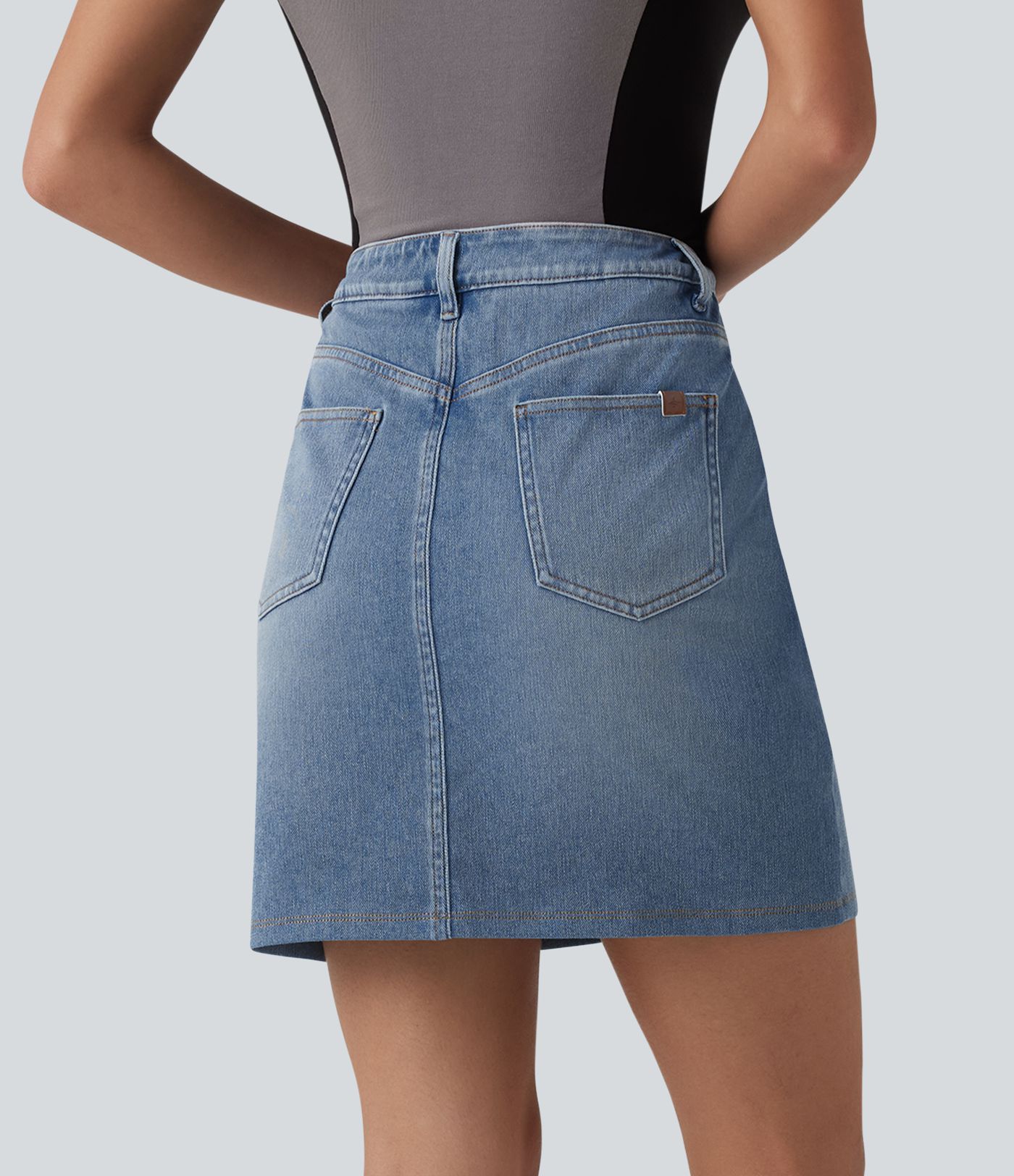 Halara Flex™ Jupe en jean asymétrique gainante taille mi-haute avec poches