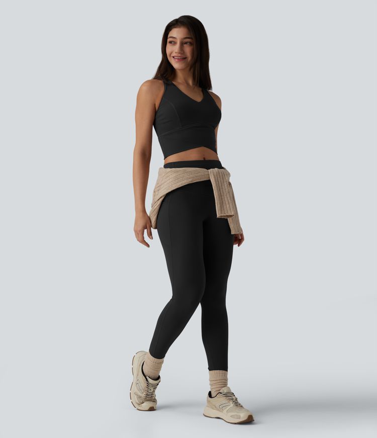 Débardeur d'entraînement court Halara UltraSculpt™ col V dos nageur maintien moyen