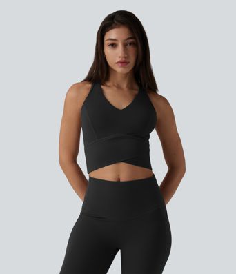 Débardeur d'entraînement court Halara UltraSculpt™ col V dos nageur maintien moyen