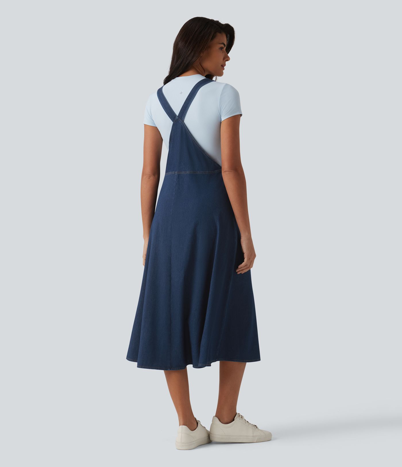 Robe midi décontractée Halara Flex™ à col carré en denim avec poches