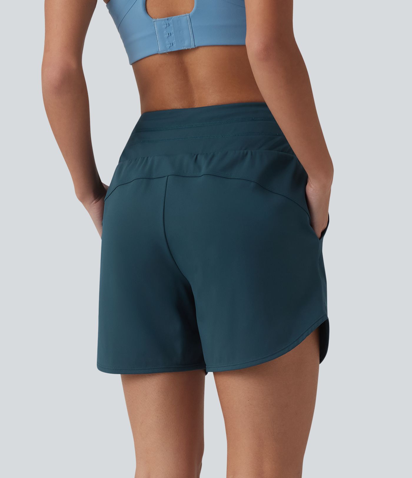 SoftlyZero™ Short de running 2-en-1 taille haute aéré toucher frais avec cordon de serrage et poches