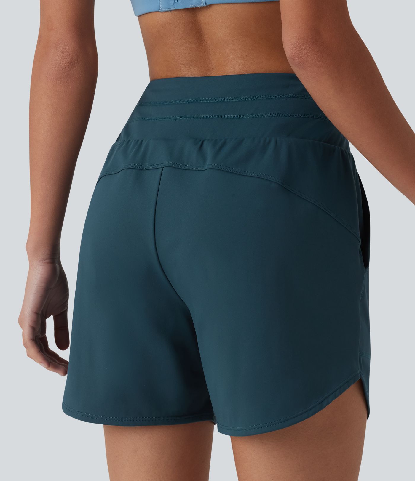 SoftlyZero™ Short de running 2-en-1 taille haute aéré toucher frais avec cordon de serrage et poches