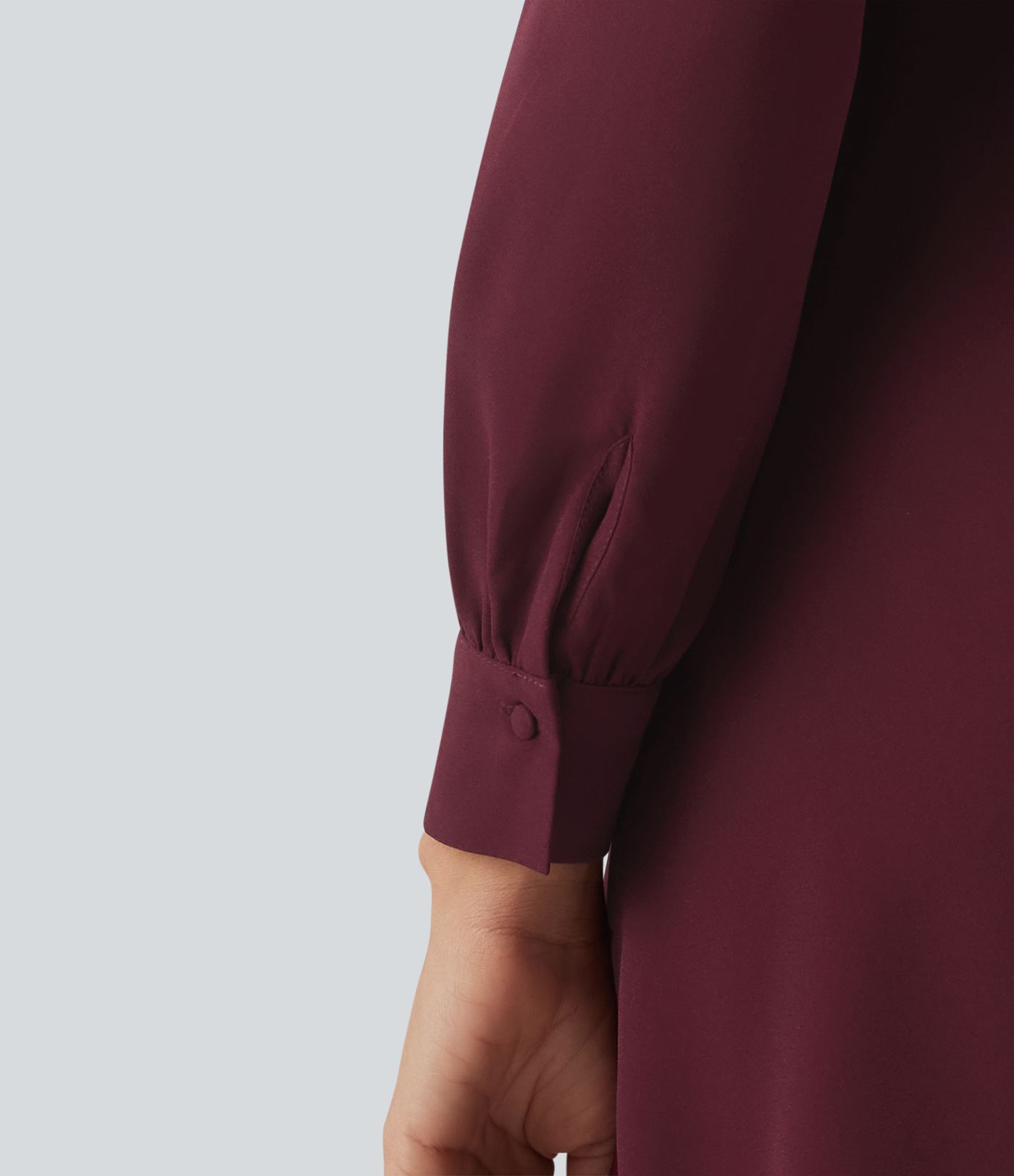 V yakalı uzun kollu midi günlük elbise