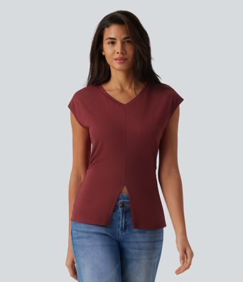 V Neck Sleeveless Casual T-Shirt