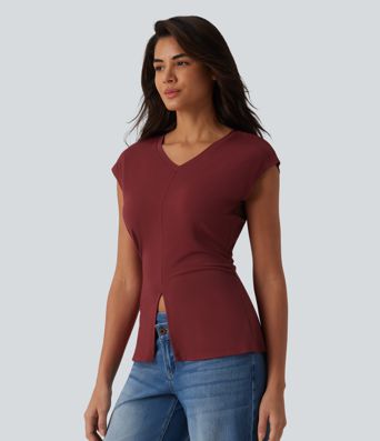 V Neck Sleeveless Casual T-Shirt