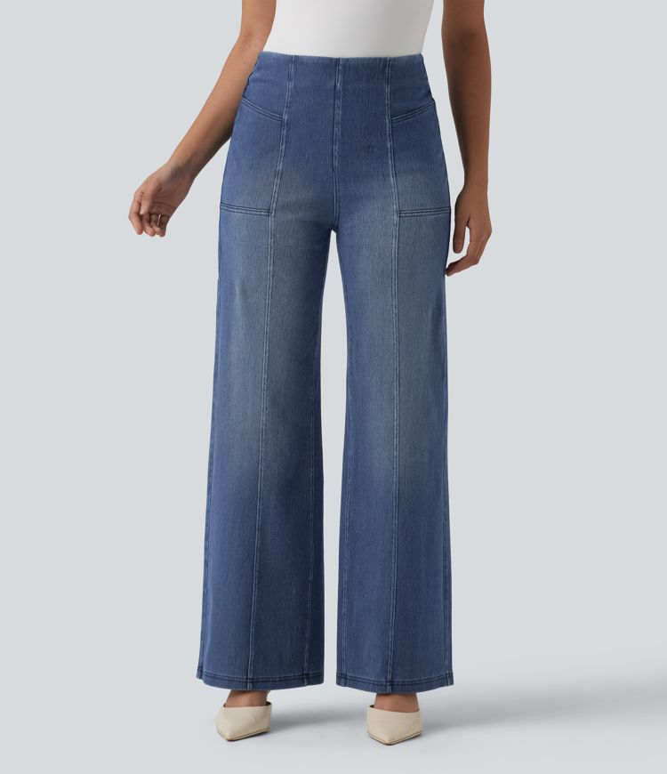 Halara Flex™ High Waisted Tummy Control Casual Wide Leg Jeans with Pockets